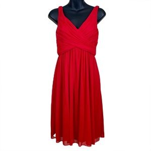 David’s Bridal Scarf back formal red dress, (see measurements)
